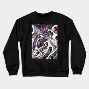 Spiral Galaxy Drawing Black Hearts Abstract Crewneck Sweatshirt